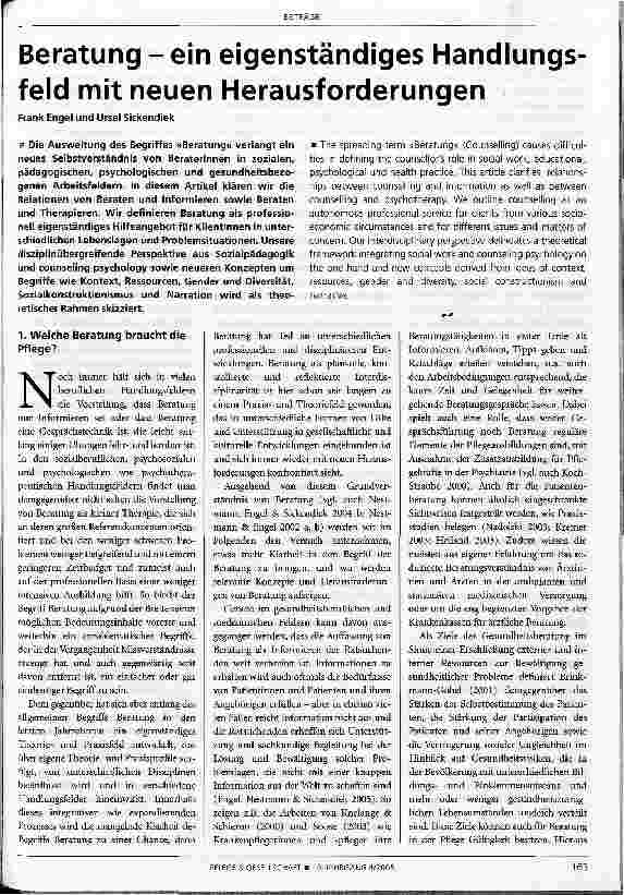 Vorschauseite 1: Beratung - ein eigenständiges Handlungsfeld mit neuen Herausforderungen