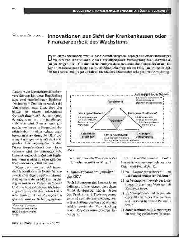 Vorschauseite 1: Innovationen aus Sicht der Krankenkassen oderFinanzierbarkeit des Wachstums