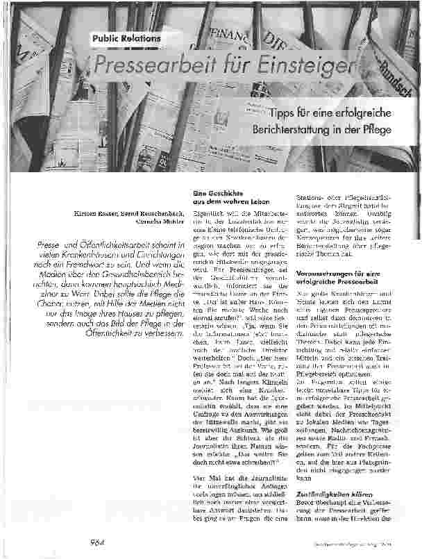 Vorschauseite 1: Pressearbeit für EinsteigerEine Geschichte aus dem wahren Leben