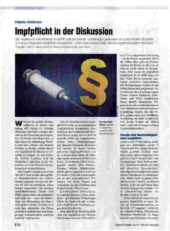 Vorschauseite 1: Impfpflicht in der Diskussion