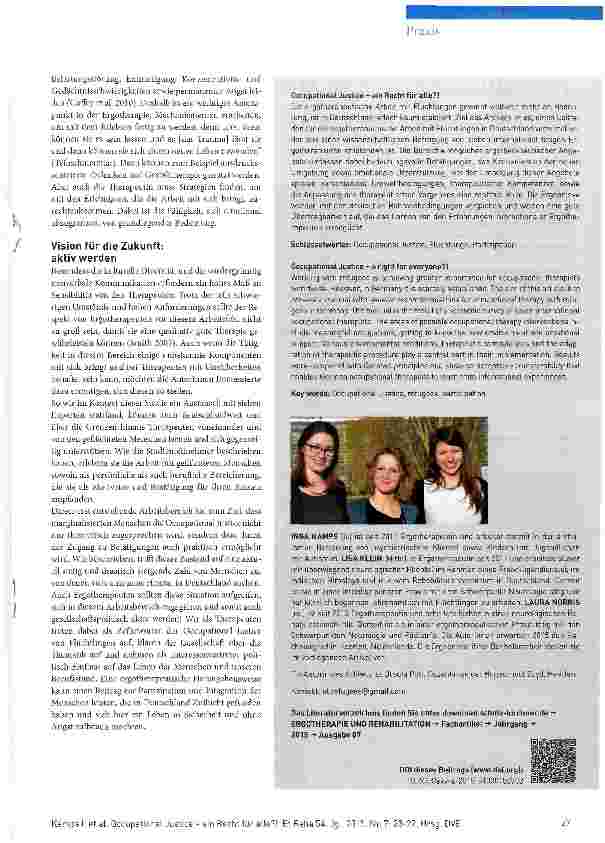 Vorschauseite 5: Occupational Justice - ein Recht für alle? !