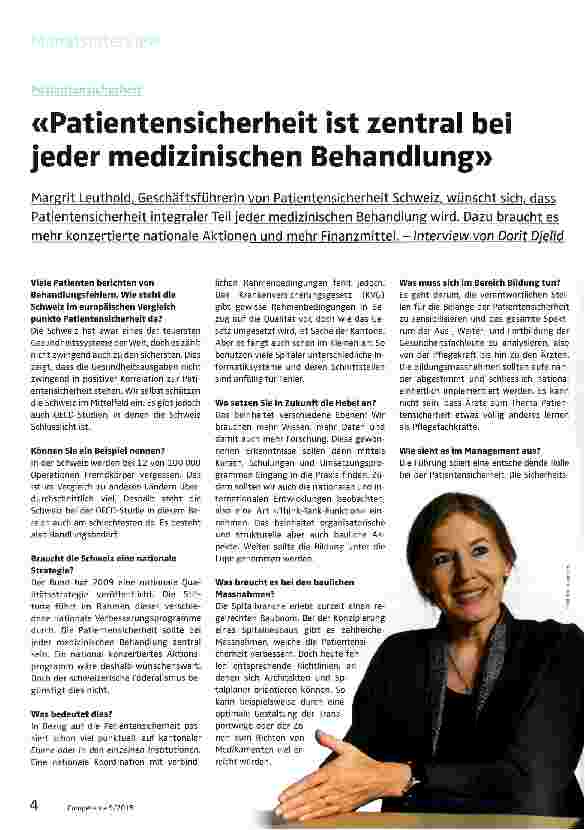 Vorschauseite 1: Patientensicherheit ist zentral bei jeder medizinischen Behandlung