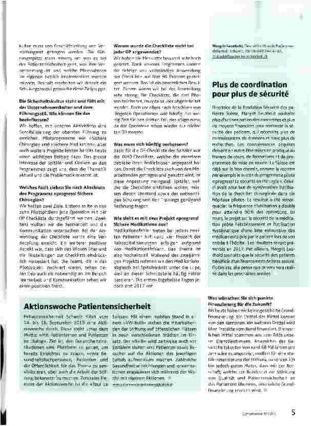 Vorschauseite 2: Patientensicherheit ist zentral bei jeder medizinischen Behandlung