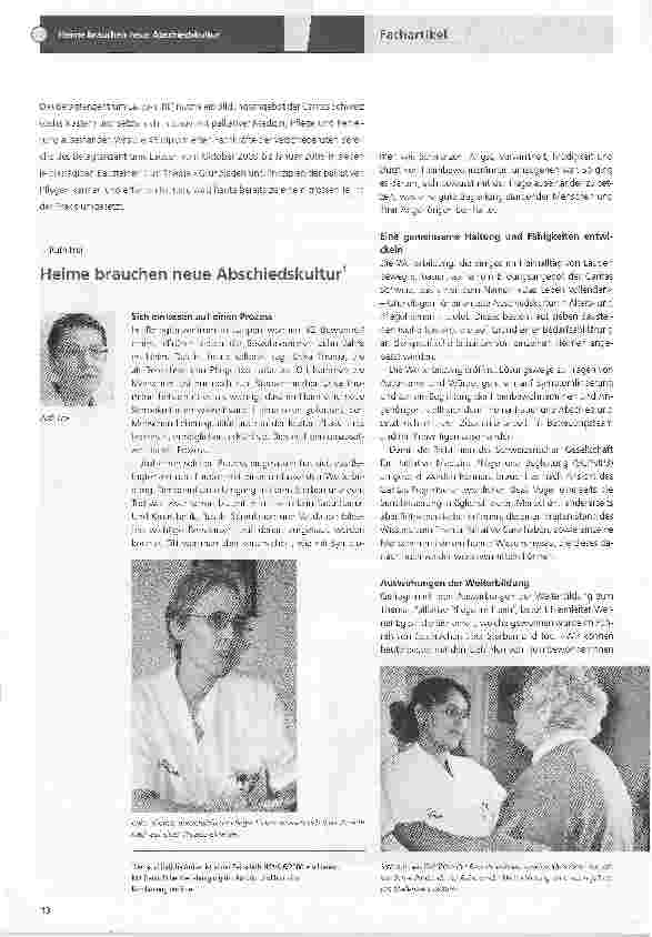 Vorschauseite 1: Heime brauchen neue Abschiedskultur