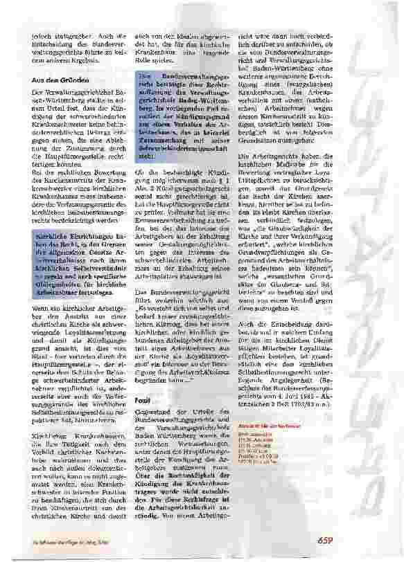 Vorschauseite 2: Kündigungsschutz bei Kirchenaustritt