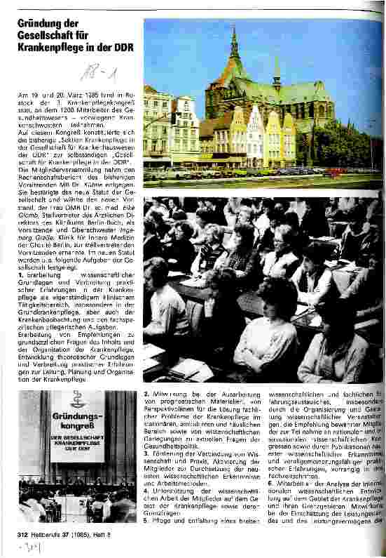 Vorschauseite 1: Gründung der Gesellschaft für Krankenpflege in der DDR