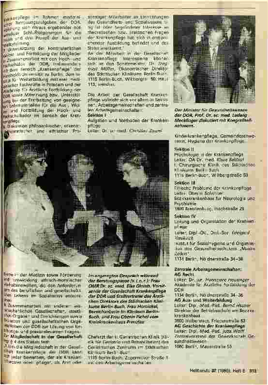 Vorschauseite 2: Gründung der Gesellschaft für Krankenpflege in der DDR