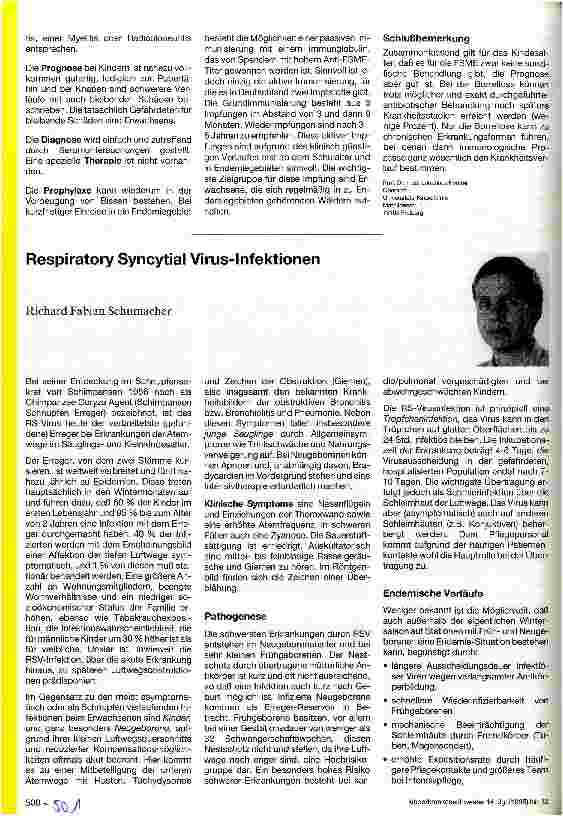 Vorschauseite 1: Respiratory Syncytial Virus-Infektion