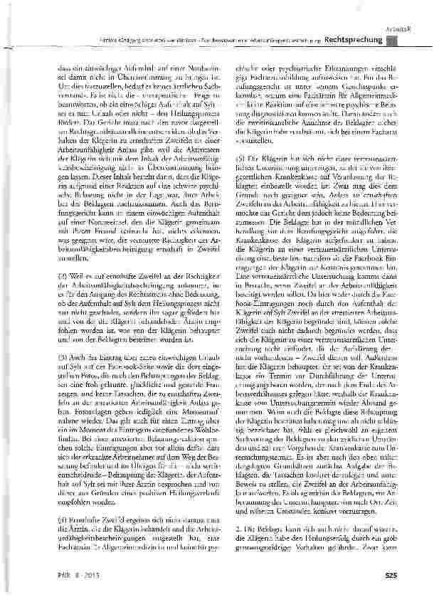 Vorschauseite 5: Fristlose Kündigung eines Arbeitsverhältnisses -Zum Beweiswert einer ArbeitsunfähigkeitsbescheinigungBGB § 626 Abs. 1; EFZG § 3 Abs. 1