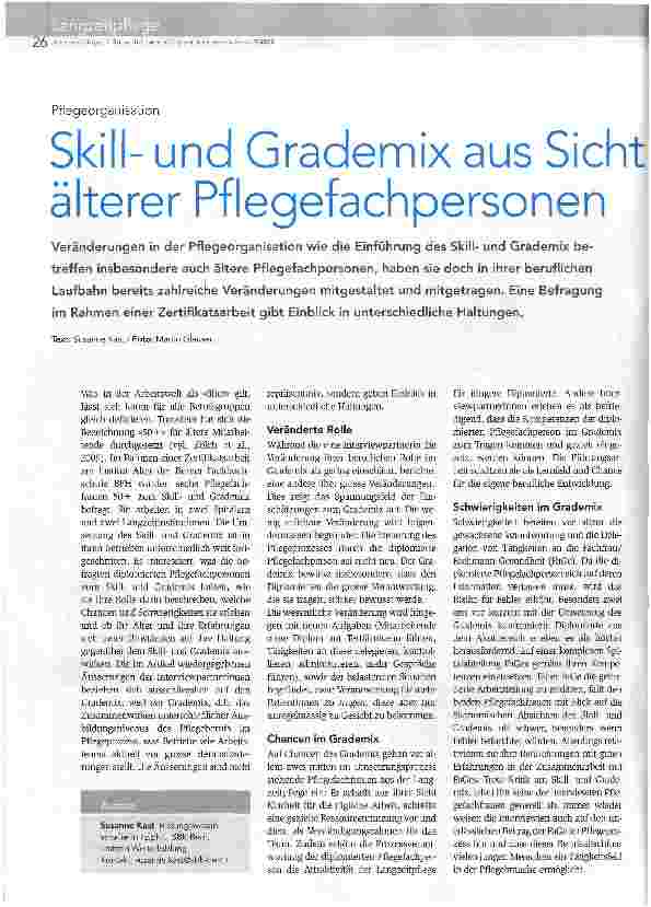 Vorschauseite 1: Skillund Grademix aus Sicht älterer Pflegefachpersonen