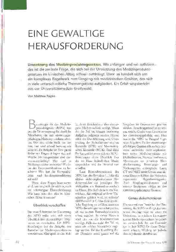 Vorschauseite 1: EINE GEWALTIGE HERAUSFORDERUNG
