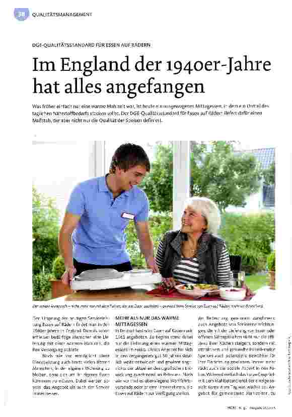 Vorschauseite 1: DGE-QUALITÄTSSTANDARD FÜR ESSEN AUF RÄDERN Im England der 1940er-Jahre hat alles angefangen