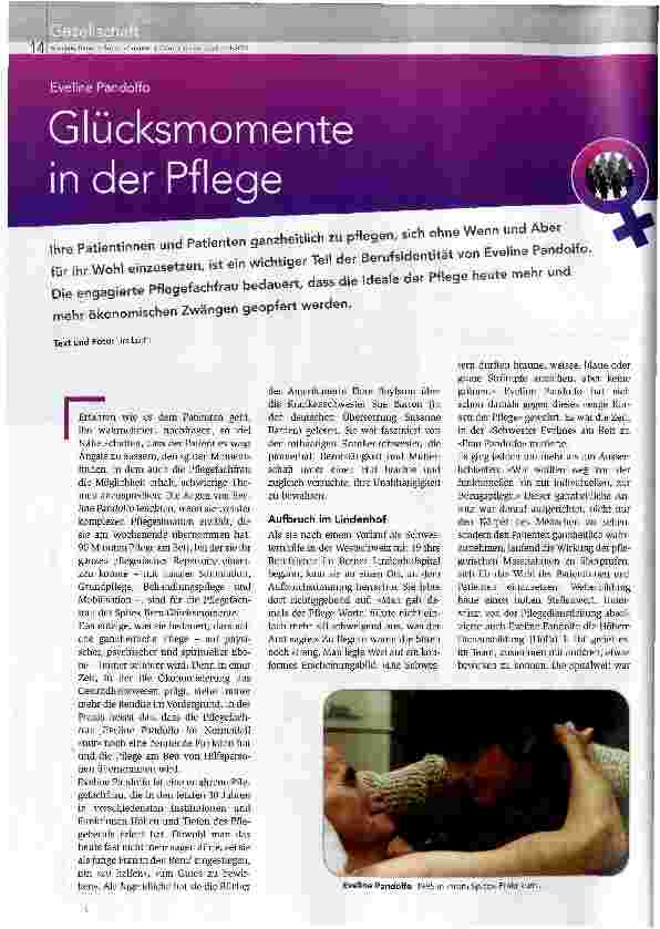 Vorschauseite 1: Glücksmomente in der Pflege