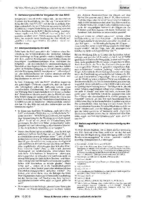 Vorschauseite 5: Kündigung und Kündigungsschutz in kirchlichen Einrich-tungen