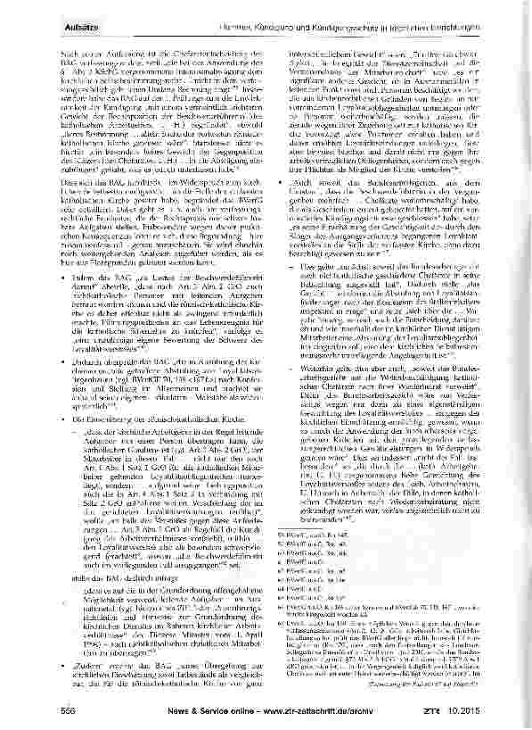 Vorschauseite 6: Kündigung und Kündigungsschutz in kirchlichen Einrich-tungen