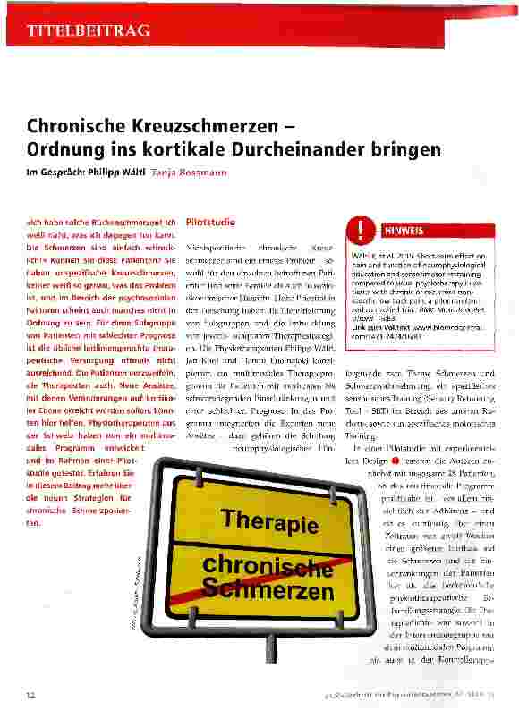 Vorschauseite 1: Chronische Kreuzschmerzen - Ordnung ins kortikale Durcheinander bringen