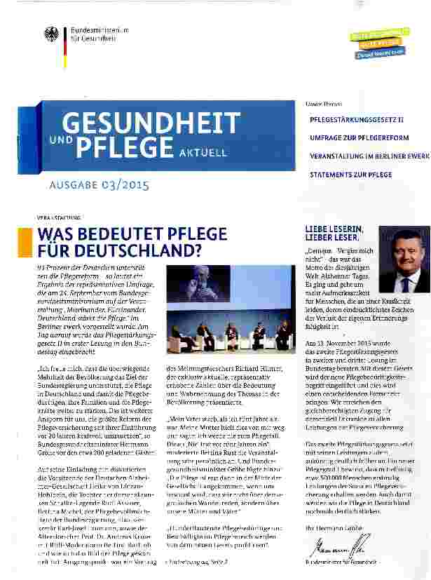 Vorschauseite 1: WAS BEDEUTET PFLEGE FÜR DEUTSCHLAND?