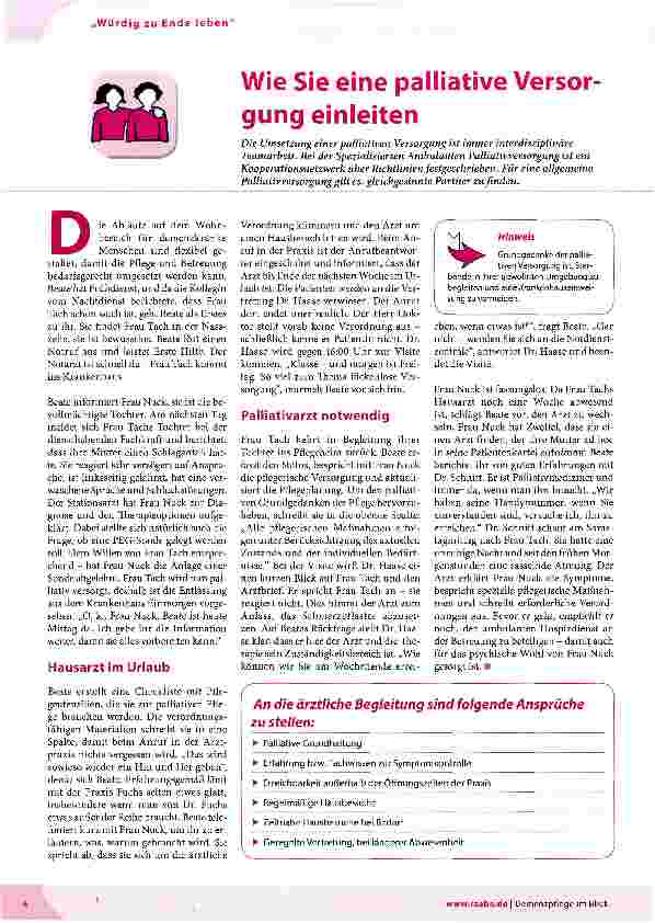 Vorschauseite 1: Wie Sie eine palliative Versor-gung einleiten