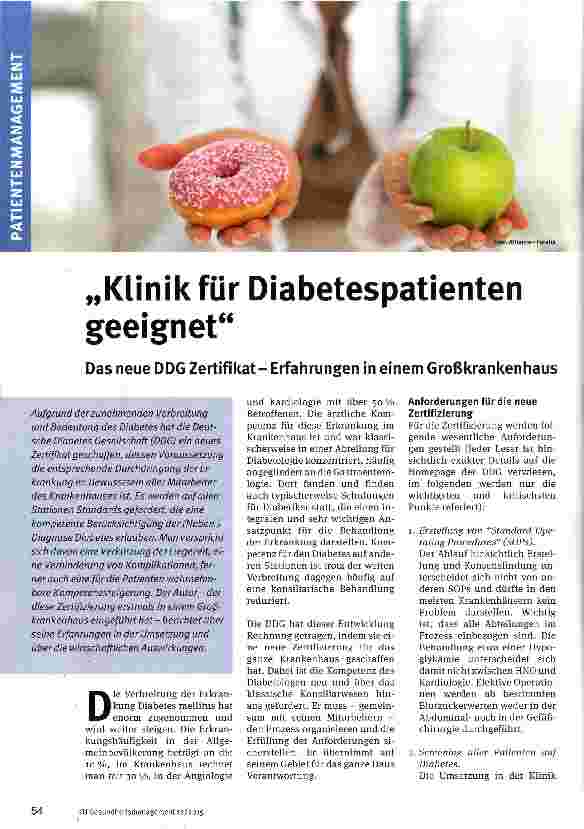 Vorschauseite 1: Klinik für Diabetespatienten geeignet