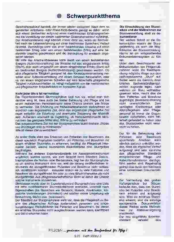 Vorschauseite 2: Rechtliche Aspekte zum Expertenstandard Sturzprophylaxe