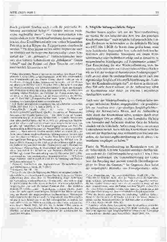 Vorschauseite 5: Rechtliche Rahmenbedingungen und Risiken bei der Aufbereitung aktiver implantierbarer Geräte - am Beispiel von Herzschrittmachernund Defibrillatoren