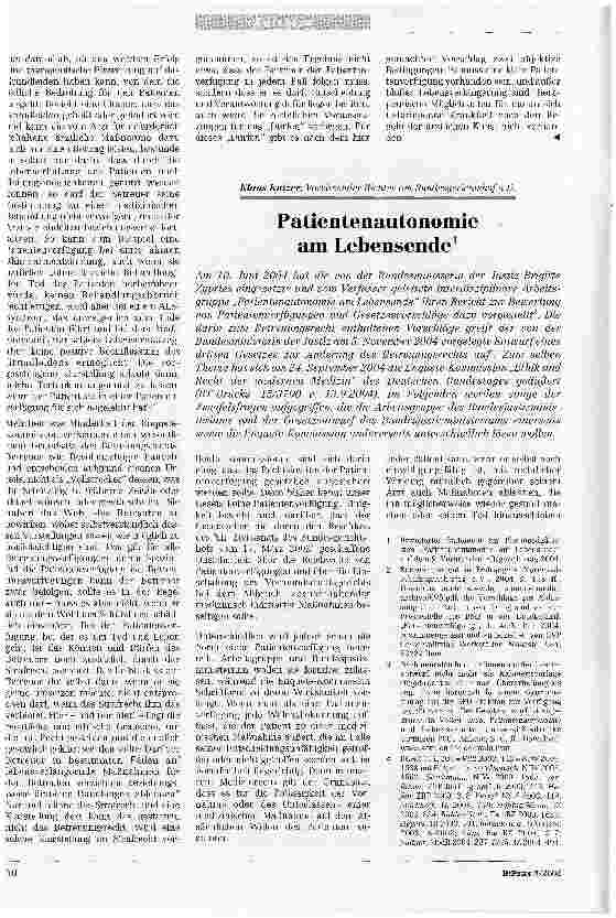 Vorschauseite 1: Patientenautonomie am Lebensende