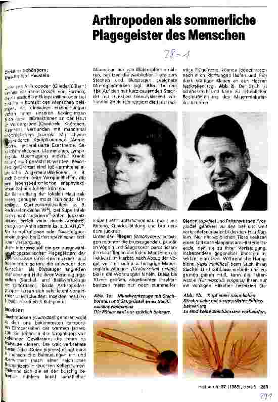 Vorschauseite 1: Arthropoden als sommerliche Plagegeister des Menschen