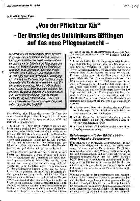 Vorschauseite 1: Von der Pflicht zur Kür Der Umstieg des Uniklinikums Göttingen auf das neue Pflegesatzrecht