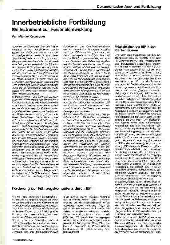 Vorschauseite 1: Innerbetriebliche Fortbildung Ein Instrument zur Personalentwicklung