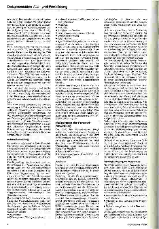 Vorschauseite 6: Innerbetriebliche Fortbildung Ein Instrument zur Personalentwicklung