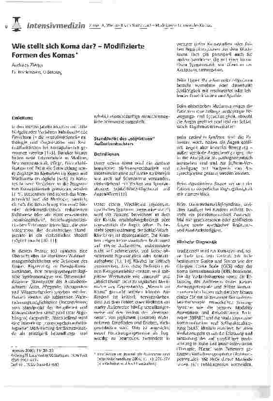 Vorschauseite 1: Wie stellt sich Koma dar? - Modifizierte Formen des Komas