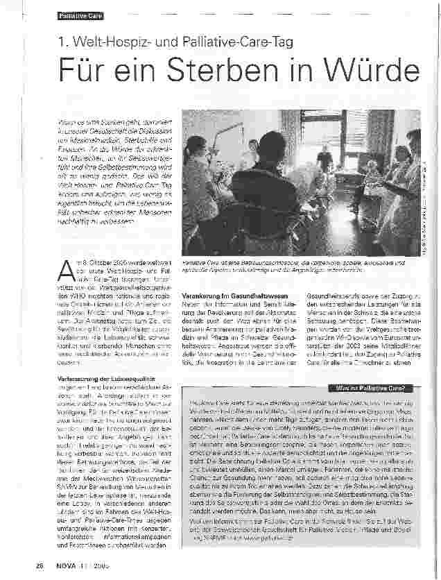 Vorschauseite 1: 1. Welt-Hospizund Palliative-Care-TagFür ein Sterben in Würde