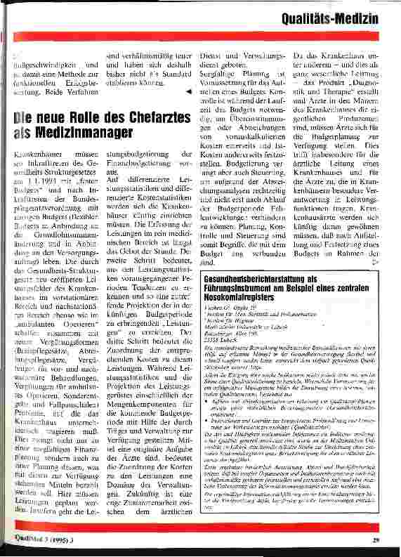 Vorschauseite 1: Die neue Rolle des Chefarztes als Medizinmanager