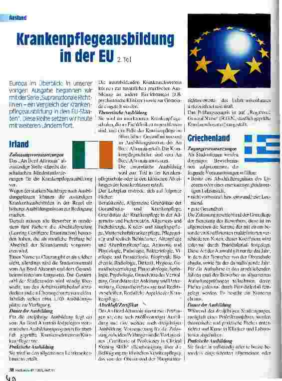 Vorschauseite 1: Krankenpflegeausbildung in der EU 2. Teil