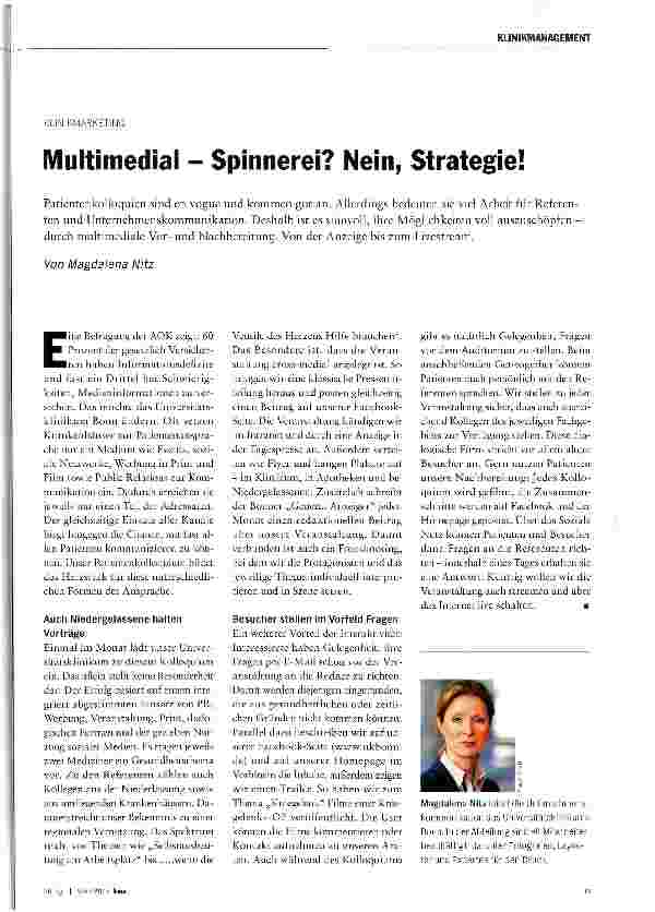 Vorschauseite 2: Multimedial - Spinnerei? Nein, Strategie!