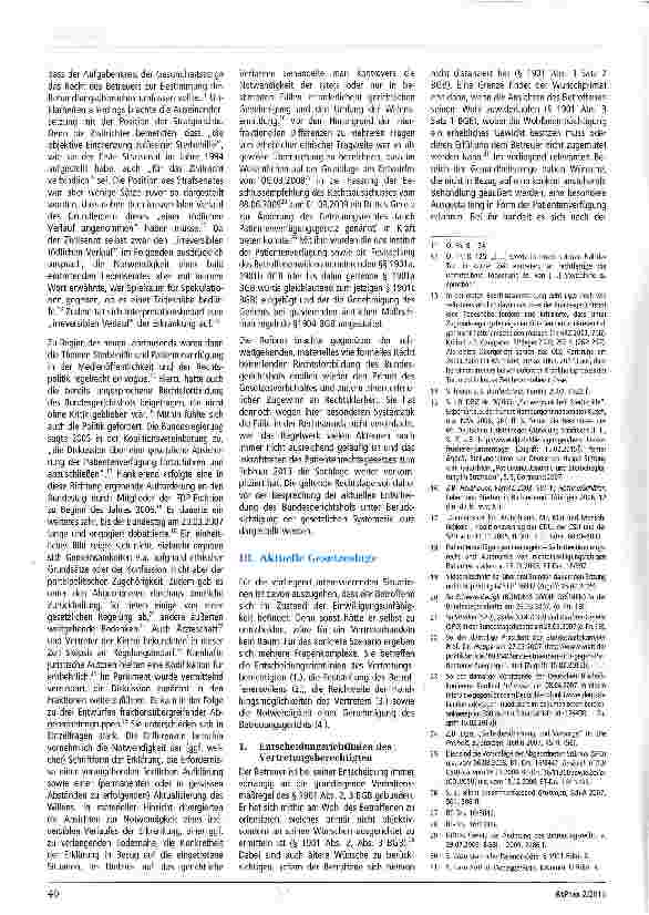 Vorschauseite 2: Die Rolle des Betreuungsgerichts bei Entscheidungen des Betreuers am Lebensende des Betroffenen - zugleich eine Besprechung des Beschlusses des Bundesgerichtshofs vom 17. 09. 2014…