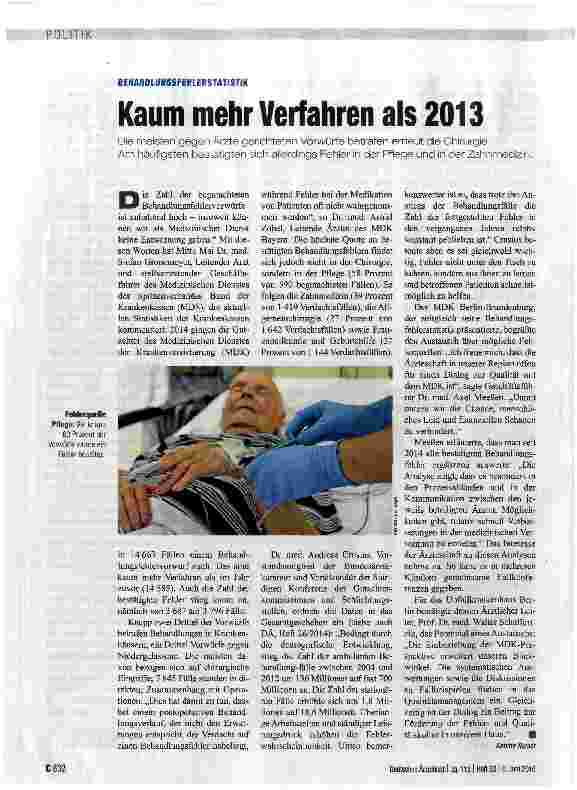 Vorschauseite 1: Kaum mehr Verfahren als 2013
