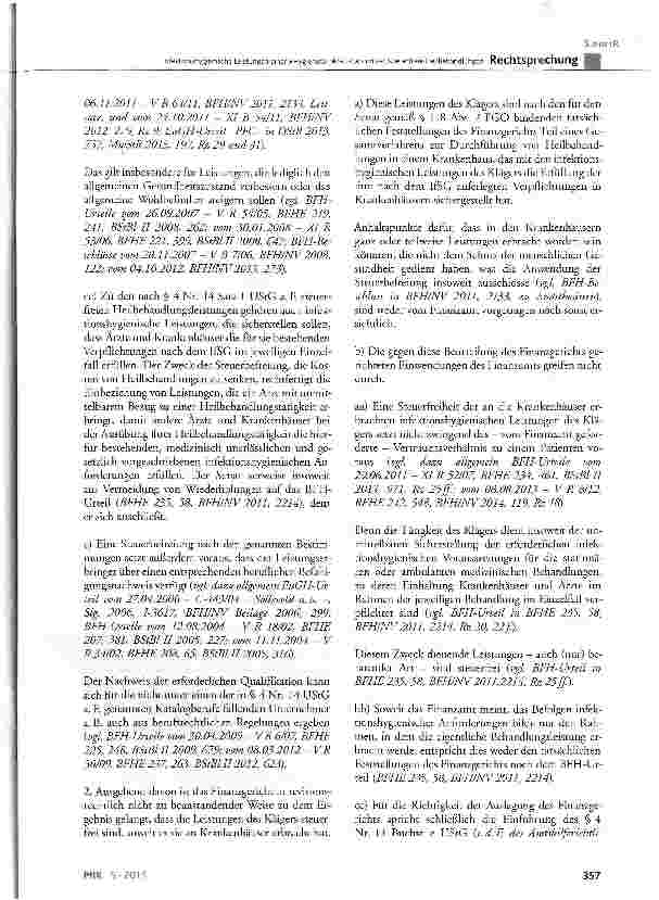 Vorschauseite 5: Infektionshygienische Leistungen einer »Hygienefachkraft« als umsatzsteuerfreie Heilbehandlungen