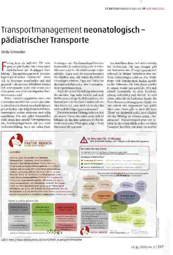 Vorschauseite 1: Transportmanagement neonatologisch -pädiatrischer Transporte