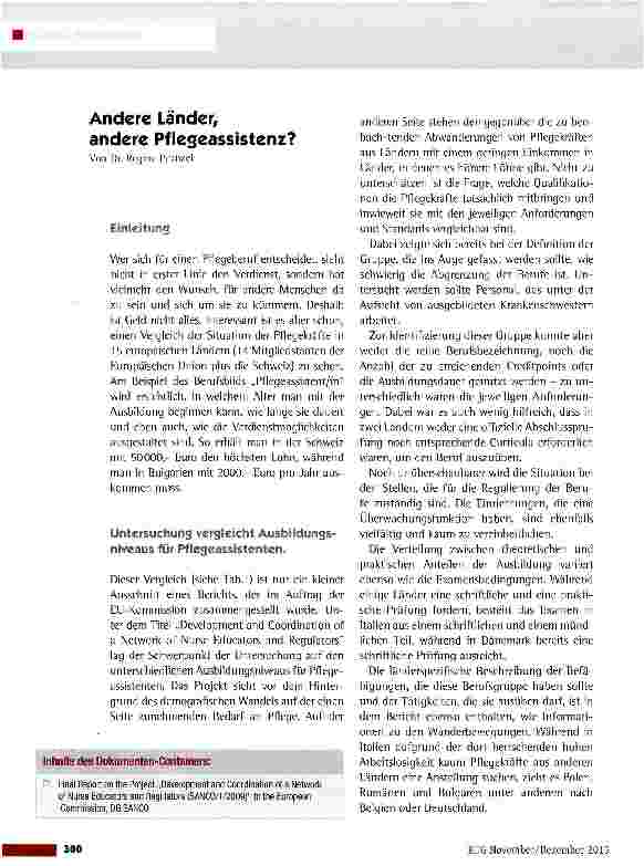 Vorschauseite 1: Andere Länder, andere Pflegeassistenz?