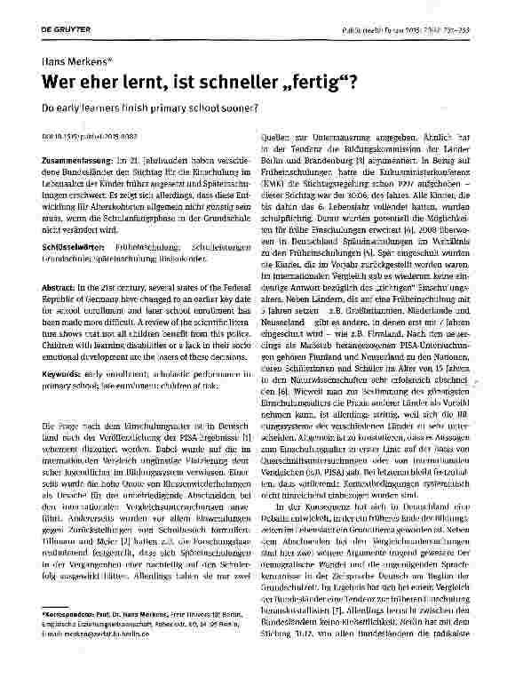 Vorschauseite 1: Wer eher lernt, ist schneller „fertig?