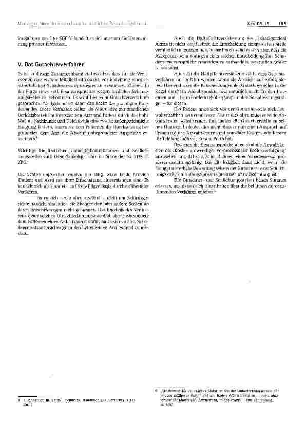 Vorschauseite 4: Neue Rechtsprechung zur Beweislage und zur Unterstützungspflicht der Krankenkassen bei ärztlichen Behandlungsfehlern