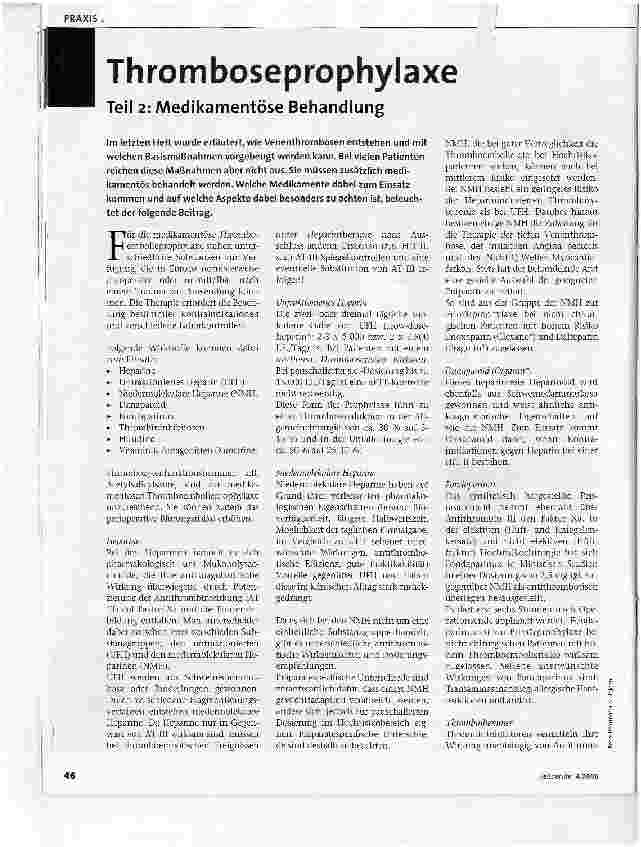 Vorschauseite 1: ThromboseprophylaxeTeil 2: Medikamentöse Behandlung