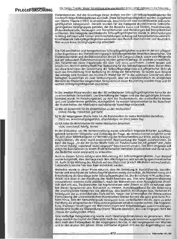Vorschauseite 5: Entwicklung eines psychometrisch fundierten Instruments zur Erfassung des Selbstpflegeverhaltens