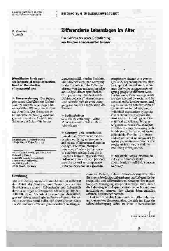 Vorschauseite 1: Differenzierte Lebenslagen im AlterDer Einfluss sexueller Orientierung am Beispiel homosexueller Männer