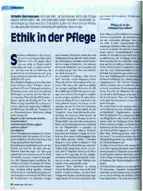 Vorschauseite 1: Ethik in der Pflege Aktuelle Überlegungen