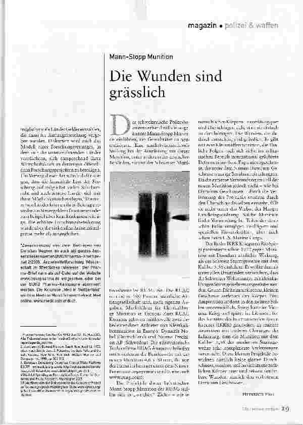 Vorschauseite 1: Die Wunden sind grässlichMann-Stopp Munition