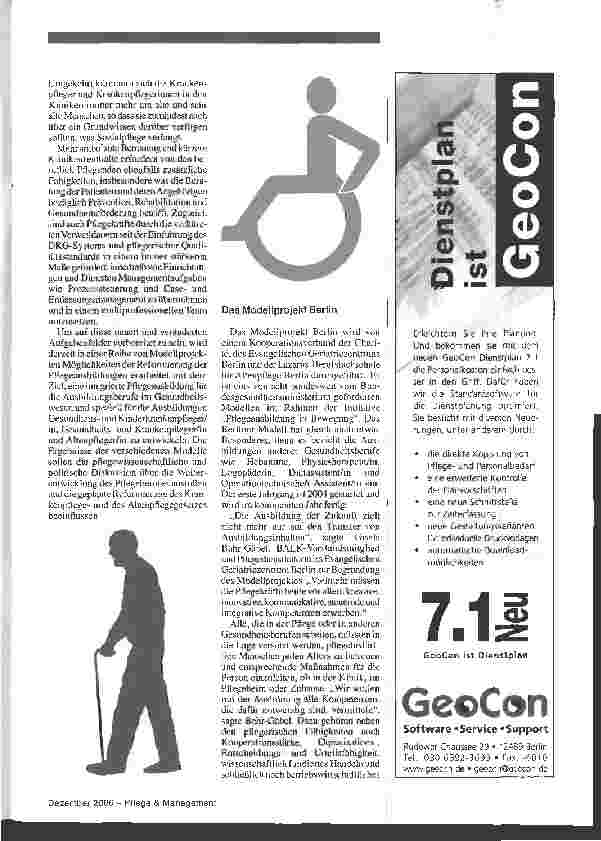Vorschauseite 2: Modellprojekte zur Integrierten Pflegeausbildung in der Erprobung - Neue Ausbildung vermittelt Kenntnisse aus allen Pflegeberufen