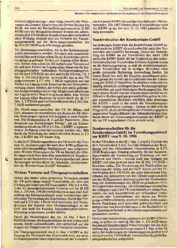 Vorschauseite 3: Die Anpassung der Krankenhausrechnungslegung an das Bilanzrichtliniengesetz
