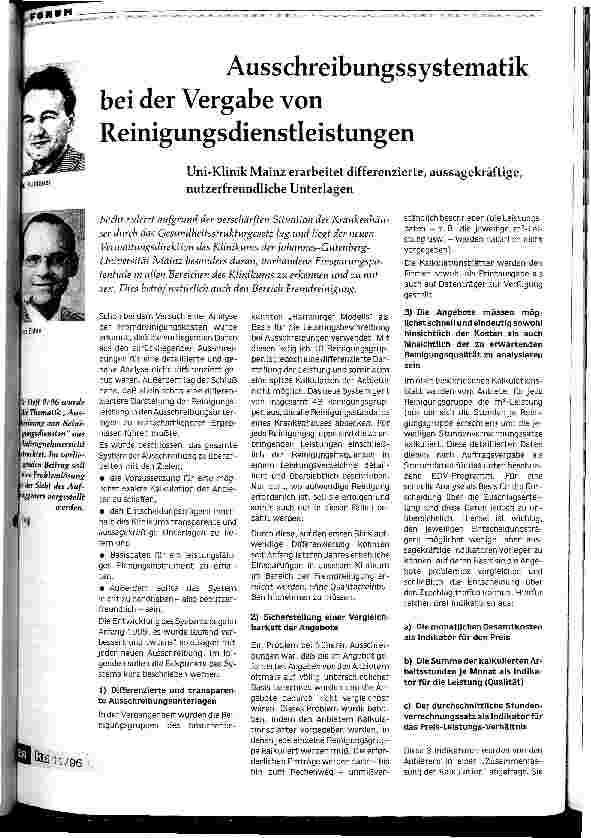 Vorschauseite 1: Ausschreibungssystematik bei der Vergabe von Reinigungsdienstleistungen